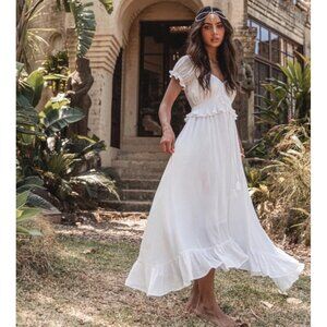 Coven & Co True Romance Gown XS White Milkmaid Maternity Puff Sleeves Peasant